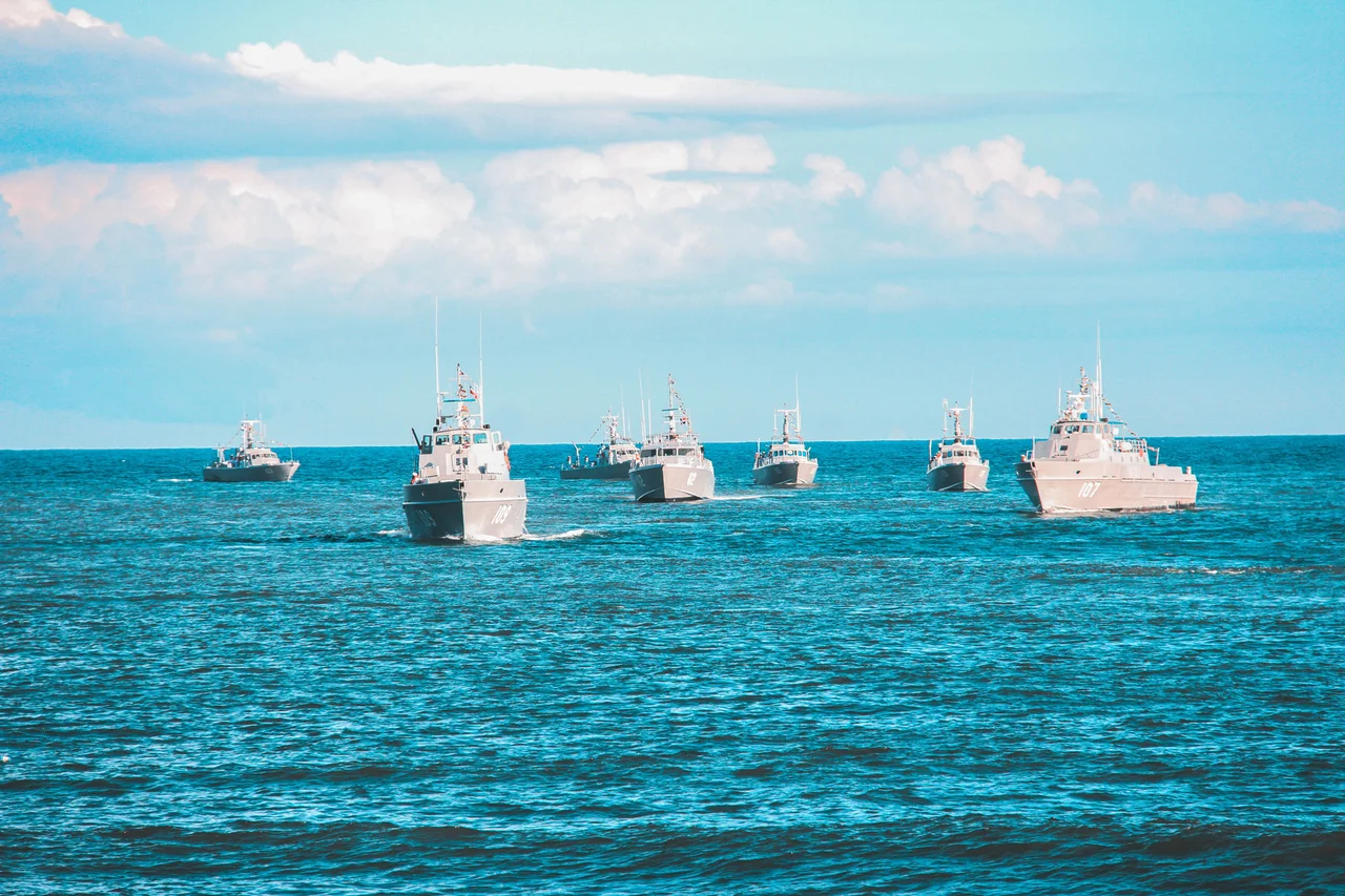 Grey ships in the water