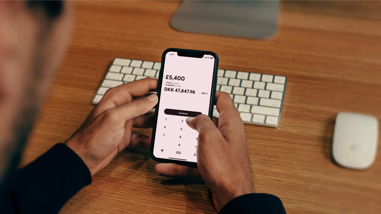 Person using mobile banking app