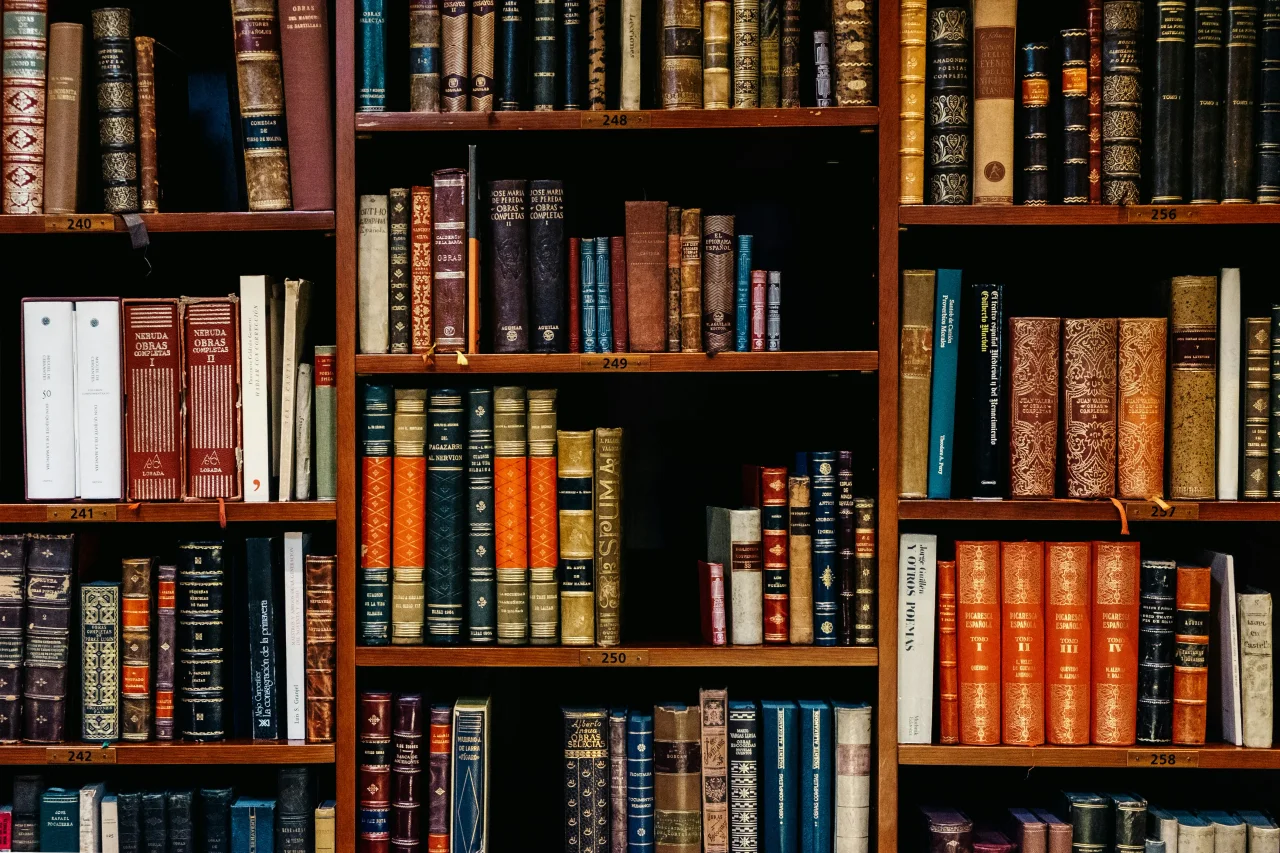 Bookshelf with a lot of colorful books