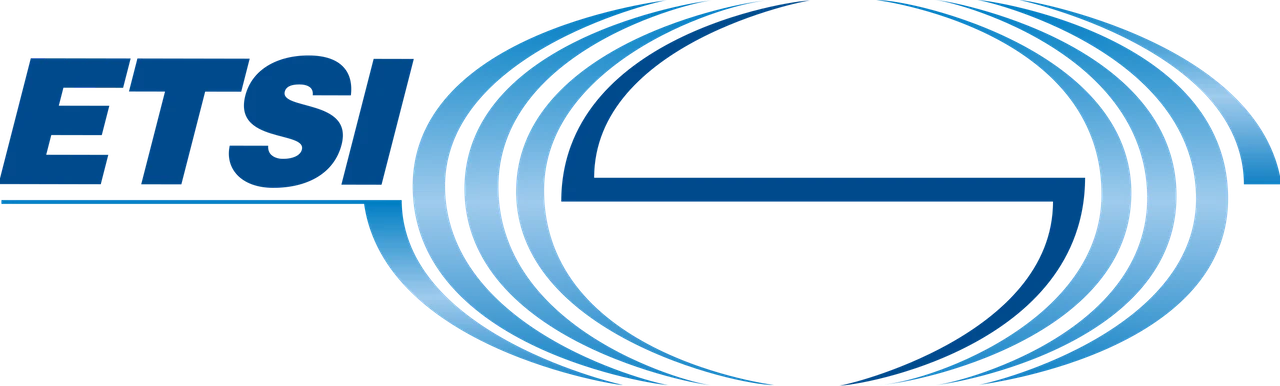Blue ETSI logo on a transparent background