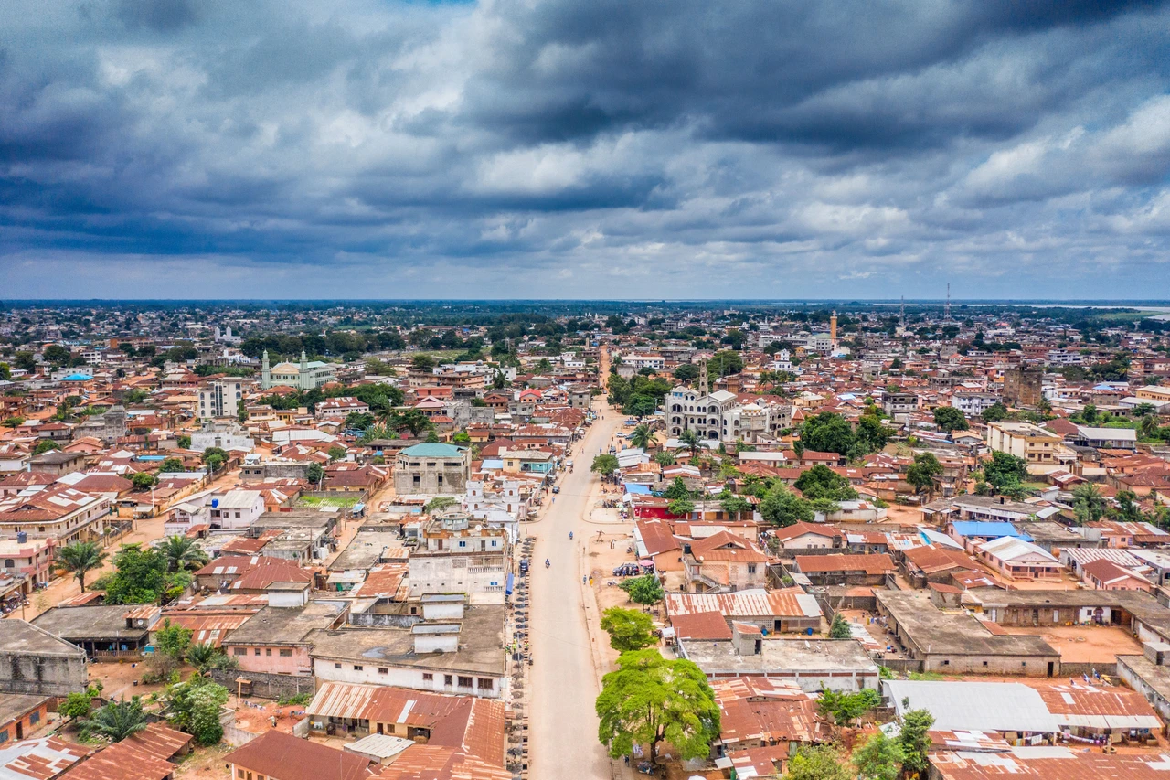 Urban picture of houses with red roofs